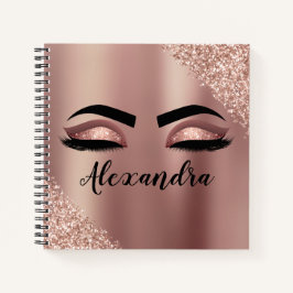 Rosen Gold Rosa Monogram Glitzer Eyelashes Notizbuch