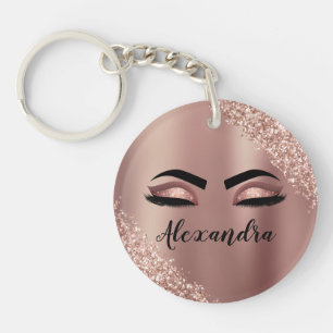 Rosen Gold Rosa Monogram Glitzer Eyelashes Schlüsselanhänger