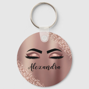Rosen Gold Rosa Monogram Glitzer Eyelashes Schlüsselanhänger