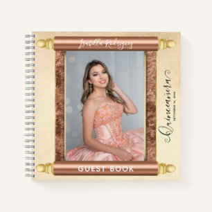 Rosen Gold Scroll Foto Budget Quinceñera Gast Notizbuch