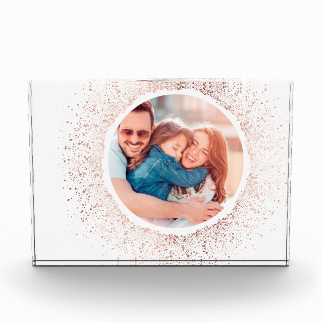 Rosen Gold Snowflake Weihnachtsfeiertag Foto Block (Vorderseite)