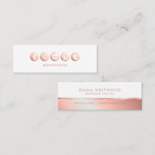 Rosen gold Social Media elegant beruflich modern Mini Visitenkarte
