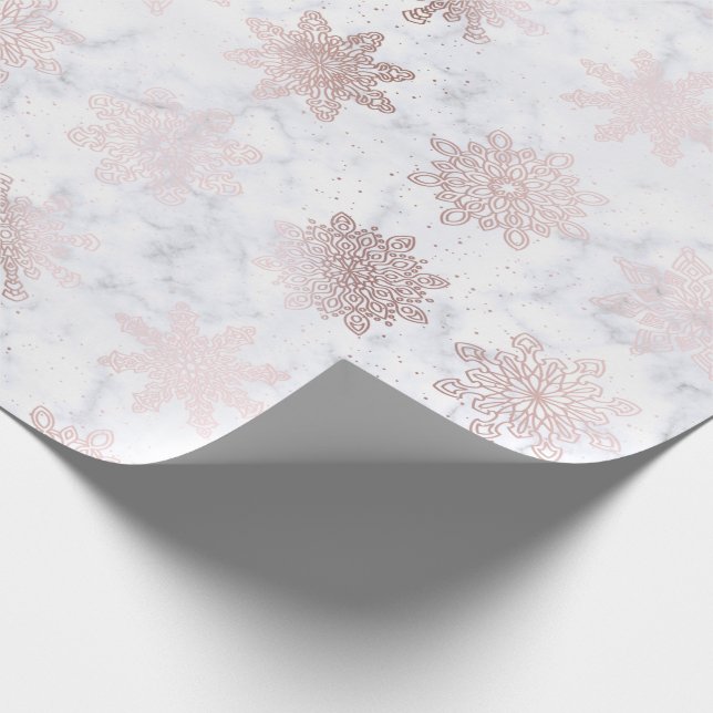 Rosen-Gold-u. Marmor-Schneeflocke-Weihnachtsmuster Geschenkpapier (Ecke)
