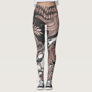 Rosen-GoldBlumen und moderner schwarzer und Leggings