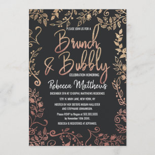 Rosen-GoldblumengoldGlitzer Ombre Brunch sprudelnd Einladung