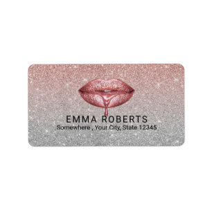 Rosen-Goldbratenfett-Lippensilberner Glitzer-Salon Adressaufkleber