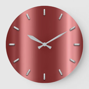 Rosen-GoldBurgund rotes metallisches minimales Große Wanduhr