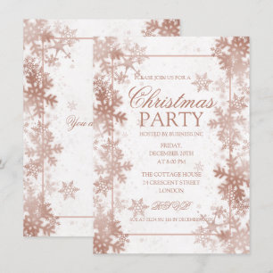Rosen-Goldfolien-Schneeflocke-WeihnachtsParty Einladung