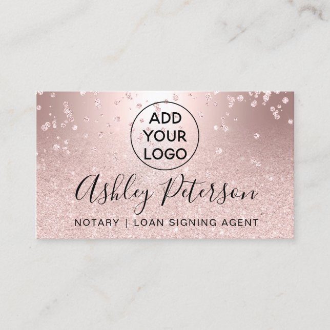 Rosen-GoldGlitter Notarlogo Confetti metallischer Visitenkarte (Vorderseite)