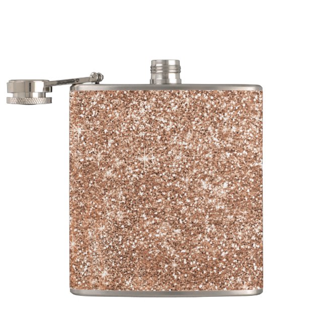 Rosen-GoldGlitterschein glänzende Wasser-Flasche Flachmann (Geöffnet)