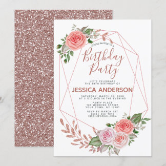 Rosen-GoldGlitzer-geometrisches Einladung