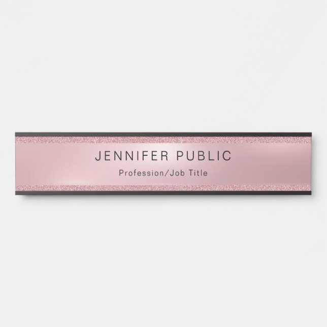 Rosen-GoldGlitzer-Glamour-moderne elegante Türschild (Vorderseite )