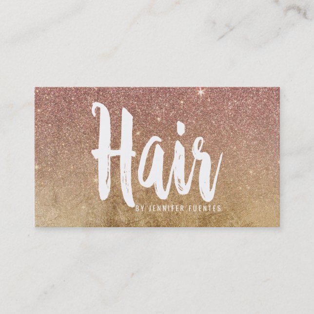 Rosen-GoldGlitzer-Goldmaschen-Haar-Stylist Visitenkarte (Vorderseite)
