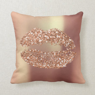 Rosen-GoldGlitzer-Kuss-Lippenbezauberndes Kissen