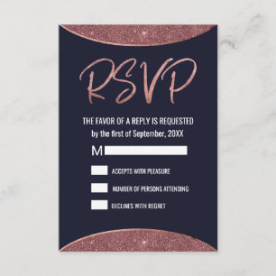 Rosen-GoldGlitzer-Marine-Blau-Rundschreiben UAWG RSVP Karte