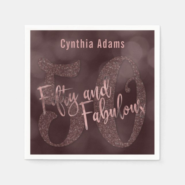 Rosen-GoldGlitzer u. Bokeh 50 u. fabelhafte Serviette (Vorderseite)