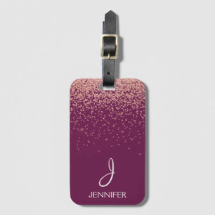 Rosen-GoldGlitzer und erröten rosa mit Monogramm Gepäckanhänger