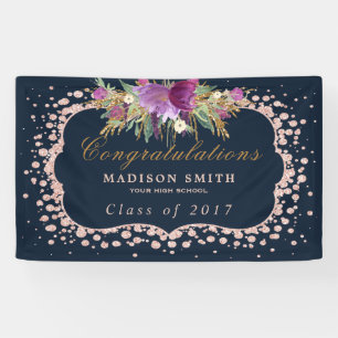 Rosen-GoldGlitzerconfetti-BlumenAbschluss Banner