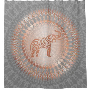 Rosen-Goldgrauer ElefantMandala Duschvorhang