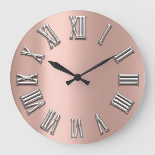 Rosen-Goldgraues Metallgraue silberne römische Große Wanduhr