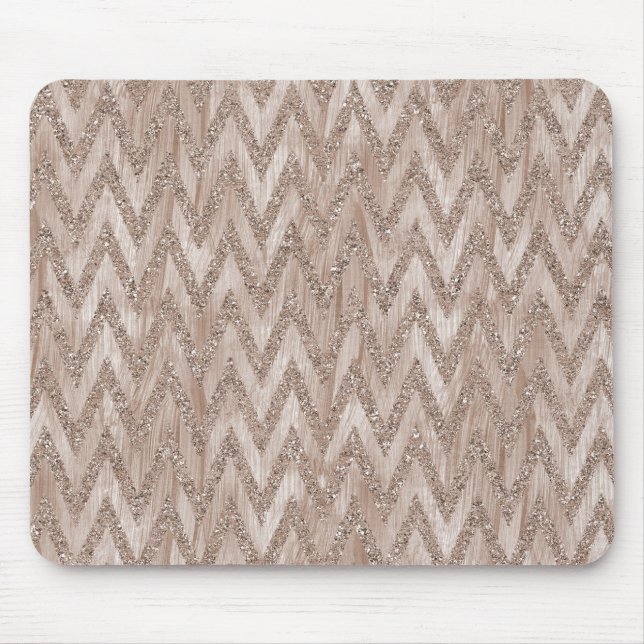 Rosen-GoldImitat-Glitzer-Farben-Zickzack Streifen Mousepad (Vorne)