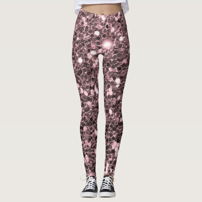 Rosen-GoldImitat-Glitzer-Glitzern Leggings (Vorderseite)