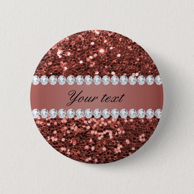 Rosen-GoldImitat-Glitzer und Diamanten Button (Vorderseite)