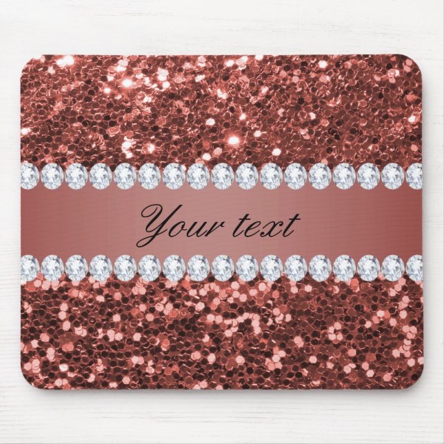 Rosen-GoldImitat-Glitzer und Diamanten Mousepad (Vorne)