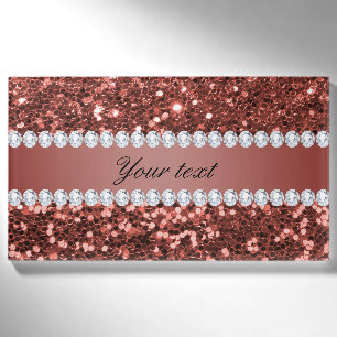 Rosen-GoldImitat-Glitzer und Diamanten Namenschild