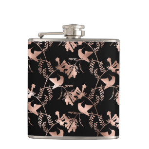 Rosen-Goldkolibri-Muster Flachmann