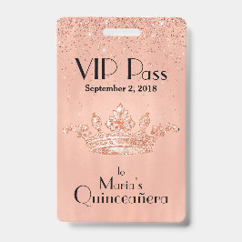 Rosen-Goldkrone Quinceañera VIP Abzeichen Ausweis