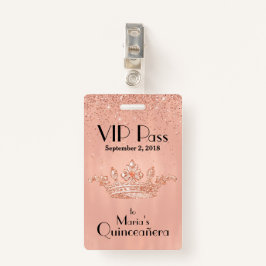 Rosen-Goldkrone Quinceañera VIP Abzeichen Ausweis