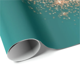 Rosen-Goldmake-upconfetti-Glitzer aquamarines Geschenkpapier