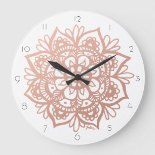 Rosen-Goldmandala-Wand-Uhr Große Wanduhr