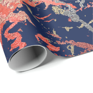 Rosen-Goldmarmor-korallenrotes Marine-Kupfer Geschenkpapier