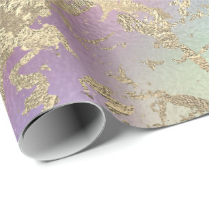 Rosen-Goldmarmorpastellunicorn-städtisches Geschenkpapier