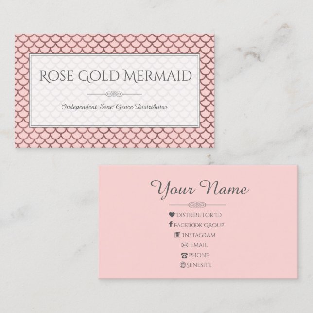 Rosen-Goldmeerjungfrau LipSense Make-upkünstler Visitenkarte (Vorne/Hinten)