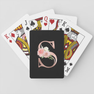 Rosen-Goldmonogramm-Buchstabe S erröten rosa Spielkarten