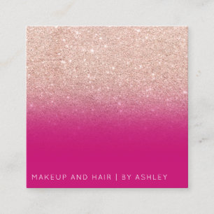 Rosen-GoldNeonGlitter der Make-up Chictypographie Quadratische Visitenkarte
