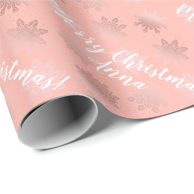 Rosen-Goldpersonalisiertes Weihnachtsmuster Geschenkpapier (Rolleneckpunkt)