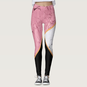 Rosen-Goldschwarzweiss-Marmormuster Leggings