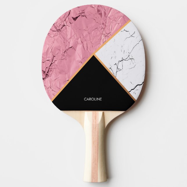 Rosen-Goldschwarzweiss-Marmormuster Tischtennis Schläger (Vorderseite)