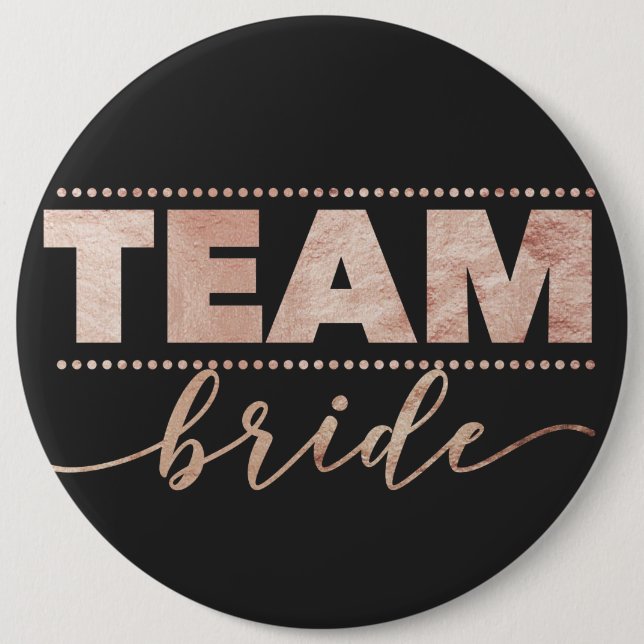 Rosen-Goldteam-Braut-Junggeselinnen-Abschied Button (Vorderseite)