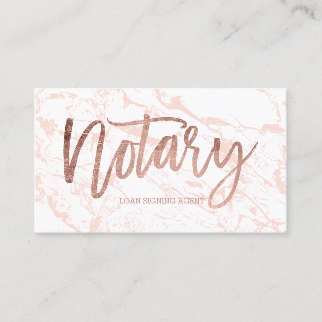 Rosen-Goldtypographie des Notars erröten elegante Visitenkarte (Vorderseite)