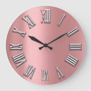 Rosen-graues graues Metallgraue silberne römische Große Wanduhr