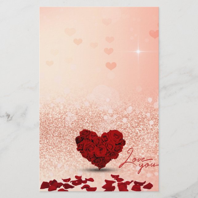 Rosen-Herz-Blumenstrauß des Valentines Tages- Briefpapier (Vorderseite)
