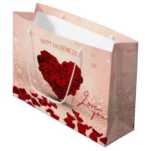 Rosen-Herz-Blumenstrauß-große Geschenk-Tasche des Große Geschenktüte
