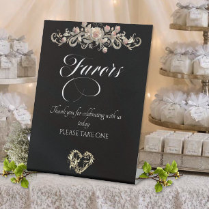 Rosen & Herz Geschenke - Schwarz Sockelschild