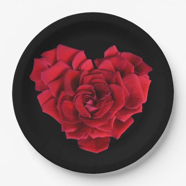 Rosen-Herz Pappteller (Vorderseite)