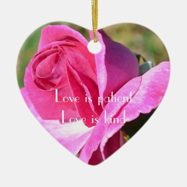 Rosen-Herz-Verzierung Oktobers rosa Keramik Ornament (Vorne)